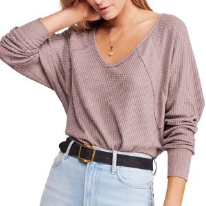 Free People Santa Clara Waffle Knit Dolman Grunge Thermal Top Size XS